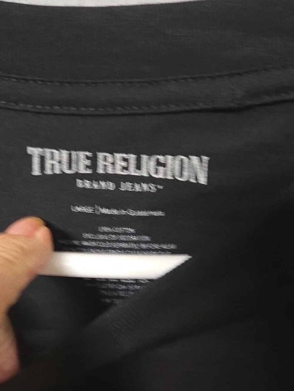 True Religion Black Short Sleeve Crewneck Tee with White Logo